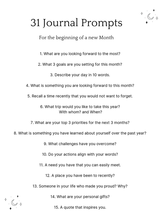 31 Journal Prompts for a New Month