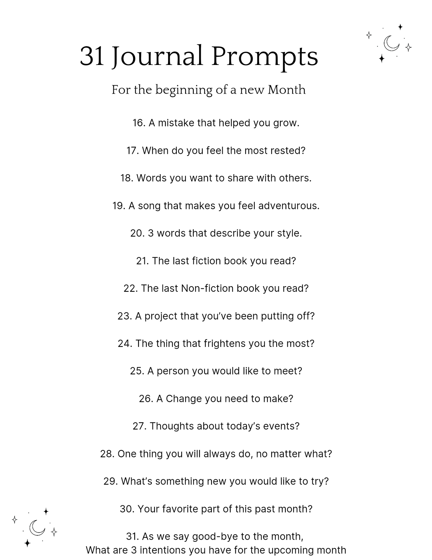 31 Journal Prompts for a New Month